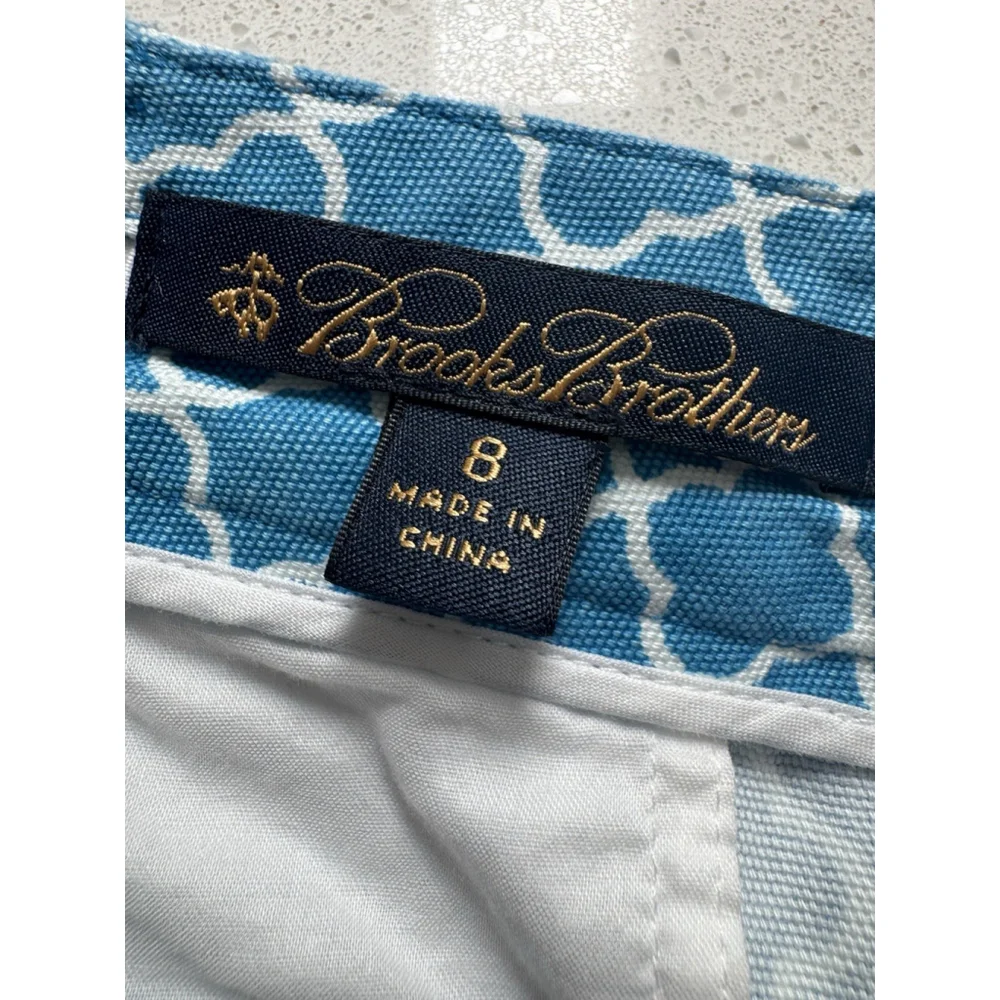 Brooks Brothers Turquoise Blue Geometric Print Bermuda Shorts Size 8
